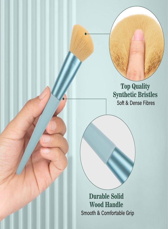 LUXBRU Makeup Brushes 20PCs Makeup Brush Set with Foundation Eyebrow Blending Concealer Blush Eyeshadow Contour Lash Powder Brush, Travel Make Up Brush Kit with Case & 2 Powder Puff - Baby Blue - Image 5