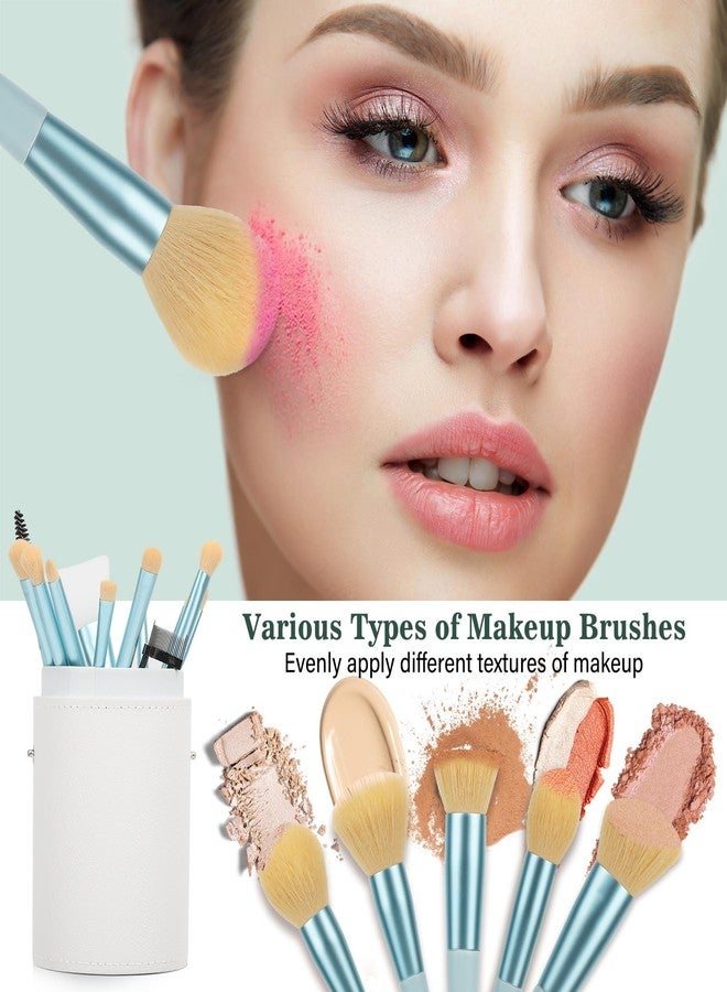 LUXBRU Makeup Brushes 20PCs Makeup Brush Set with Foundation Eyebrow Blending Concealer Blush Eyeshadow Contour Lash Powder Brush, Travel Make Up Brush Kit with Case & 2 Powder Puff - Baby Blue - Image 2