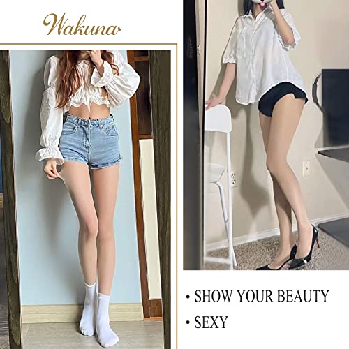 WAKUNA 3 Pairs Sheer Tights For Women 20D Pantyhose Control Top Invisible Reinforced Toes Nude-Large - Image 4