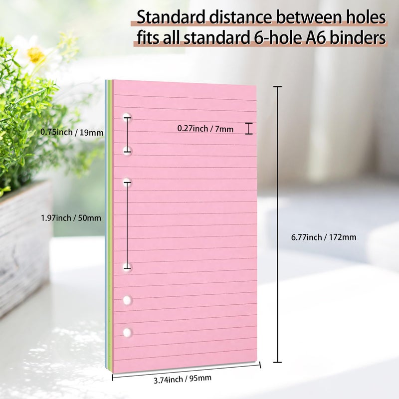 Mafegu Lined Refill Paper, Colorful Ruled Journal Fillers for A6 Size 6-Ring Binder, A6 Planner Inserts,5-color 120 GSM Thick Loose Leaf Paper,50 Sheets/100 Pages - Image 2