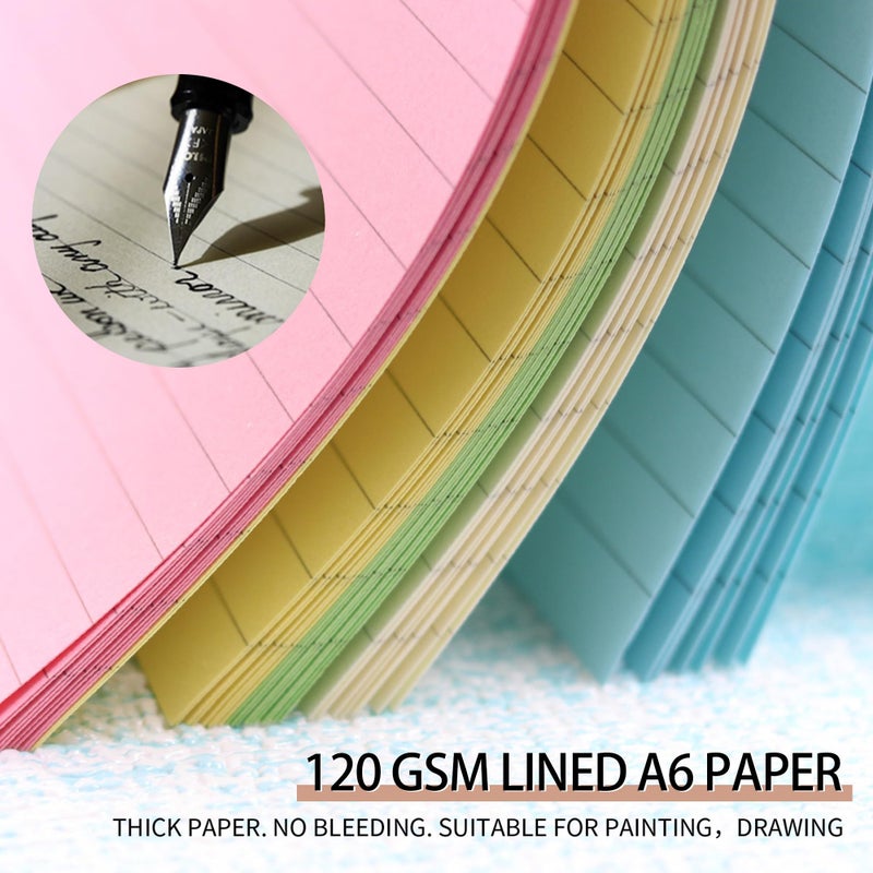 Mafegu Lined Refill Paper, Colorful Ruled Journal Fillers for A6 Size 6-Ring Binder, A6 Planner Inserts,5-color 120 GSM Thick Loose Leaf Paper,50 Sheets/100 Pages - Image 4