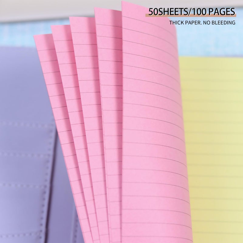 Mafegu Lined Refill Paper, Colorful Ruled Journal Fillers for A6 Size 6-Ring Binder, A6 Planner Inserts,5-color 120 GSM Thick Loose Leaf Paper,50 Sheets/100 Pages - Image 5