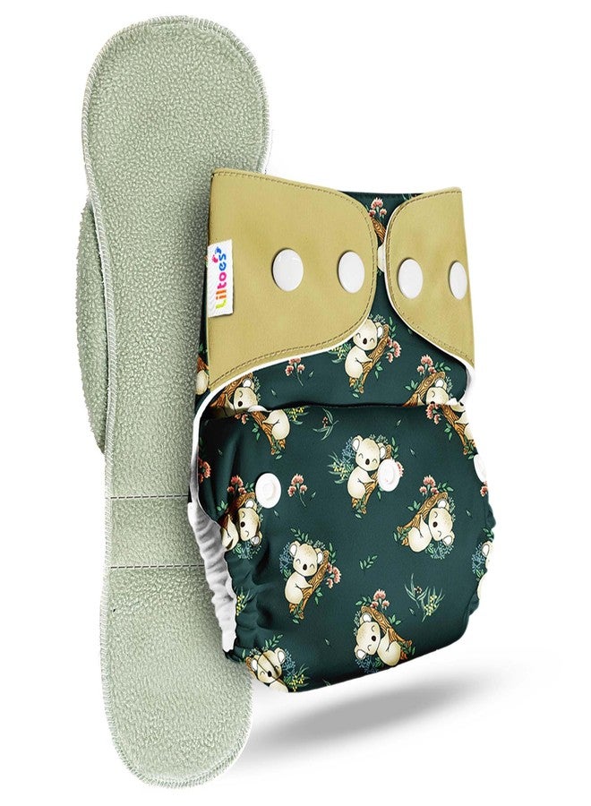 LILTOES Cloth Diapers For New Born Babies 0 to 3 Years | Freesize Adjustable and Reusable | Premium Cloth Nappies Pack of 1 (1 Cloth Diaper + 1 Insert) | (Dozing Koala) - Image 1