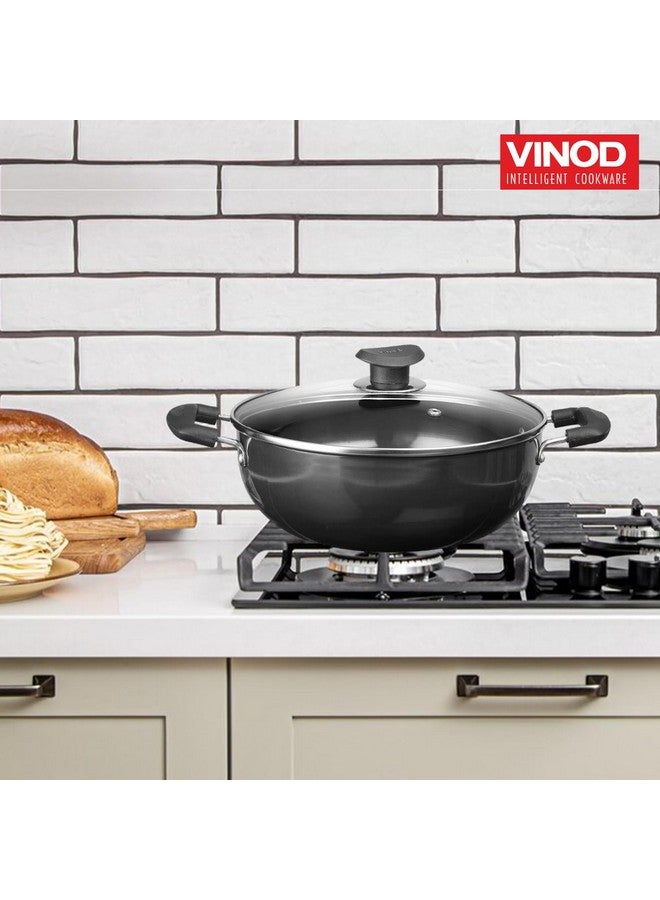 VINOD Vinod Black Pearl Hard Anodised Non Stick Deep Kadhai with Glass Lid - 7 LTR, 30 cm | 3.25mm Thickness | kadai for Cooking | Metal Spoon Friendly | 2 Year Warranty  - Image 3