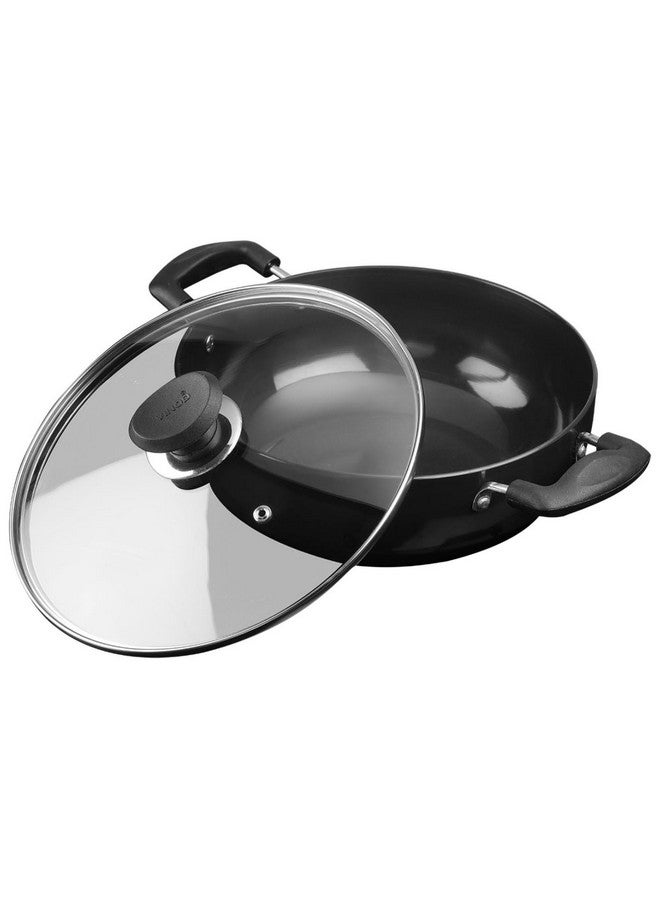 VINOD Vinod Black Pearl Hard Anodised Non Stick Deep Kadhai with Glass Lid - 7 LTR, 30 cm | 3.25mm Thickness | kadai for Cooking | Metal Spoon Friendly | 2 Year Warranty  - Image 1