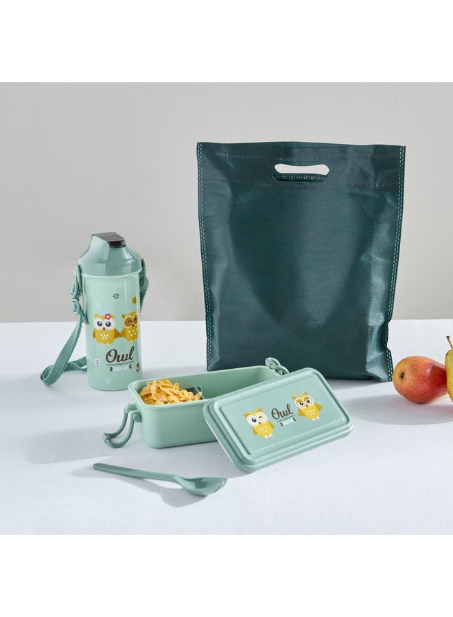 Home Box Neo Owl 3-Piece Lunch Box and Bottle Set with Spork 500 ml  - Image 5