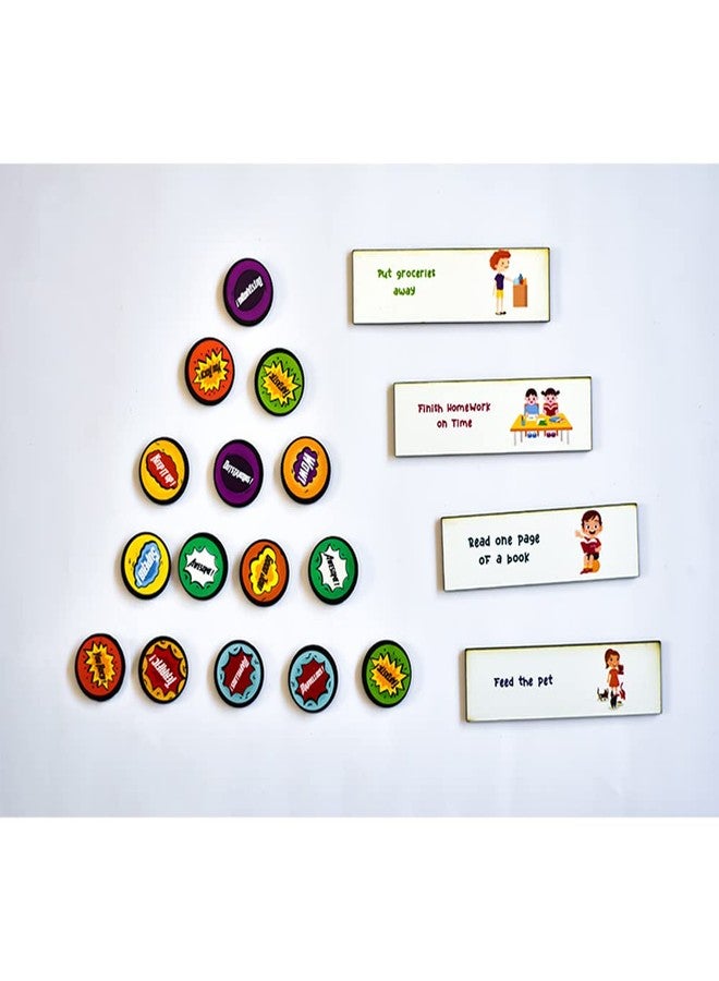 ILEARNNGROW Magnetic Reward Chore Chart for Kids | Habit Development Kit with 30 Tasks 25 Achievement Badges | Positive Behavior Learning Tool for Age 3 to 12 Years - Image 4