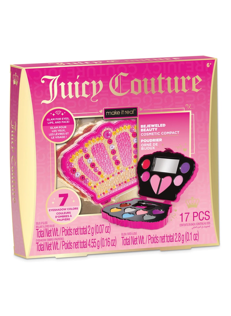 Make It Real Make It Real: Juicy Couture Bejeweled Beauty Cosmetic Compact - Glam for Eyes, Lips & Face, Crown Shaped Makeup Case, Girls & Kids Ages 6+  - Image 1