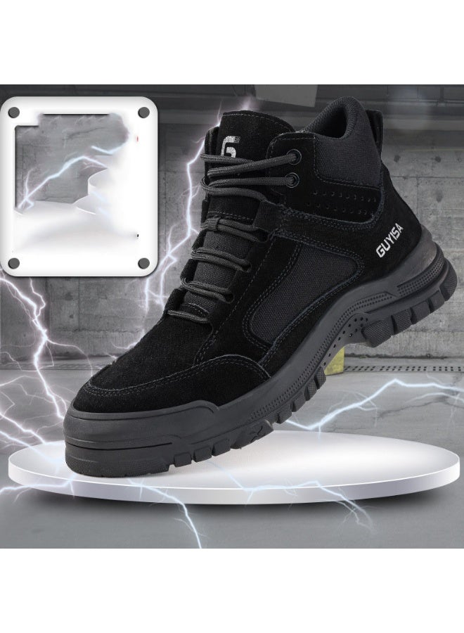 NIBEMINENT Labor Protection Shoes Men's Anti Smashing AntiPiercing Insulation Work Shoes Cowhide Solid Bottom Construction Site SafetyShoes - Image 1