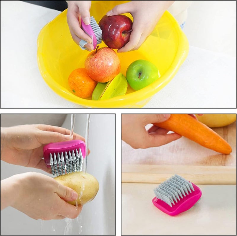 Openfly Flexible Vegetable Brush Fruit and Vegetable Brushes, Vegetable/Fruit Peeler with Brush Bendable Fruit Brush Scrubber for Food Veggies Carrot Potato Corn, 5 Pcs - Image 4