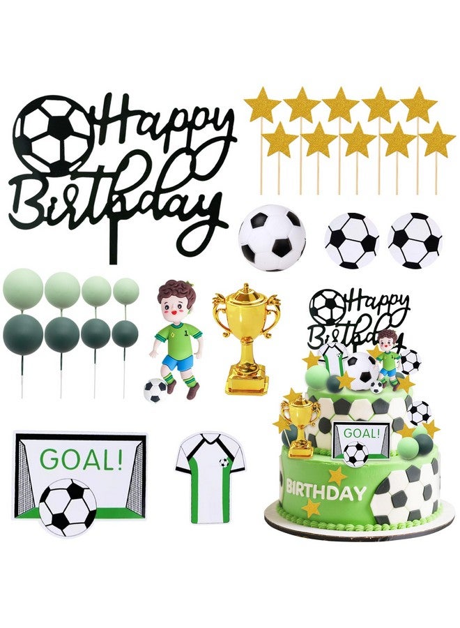Knana 26Pcs Soccer Cake Toppers - Soccer Ball Cake Theme Decorations for Birthday Party Supplies - Image 1