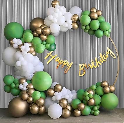 BRIJBAZAAR Green Birthday Decoration-48Pcs Combo|Happy Birthday Decoration For Husband|Girls|Green|Gold Balloons For Decoration|Foil Birthday Banner (cardstock)|Birthday Decoration Items For Girl|Boy - Image 1