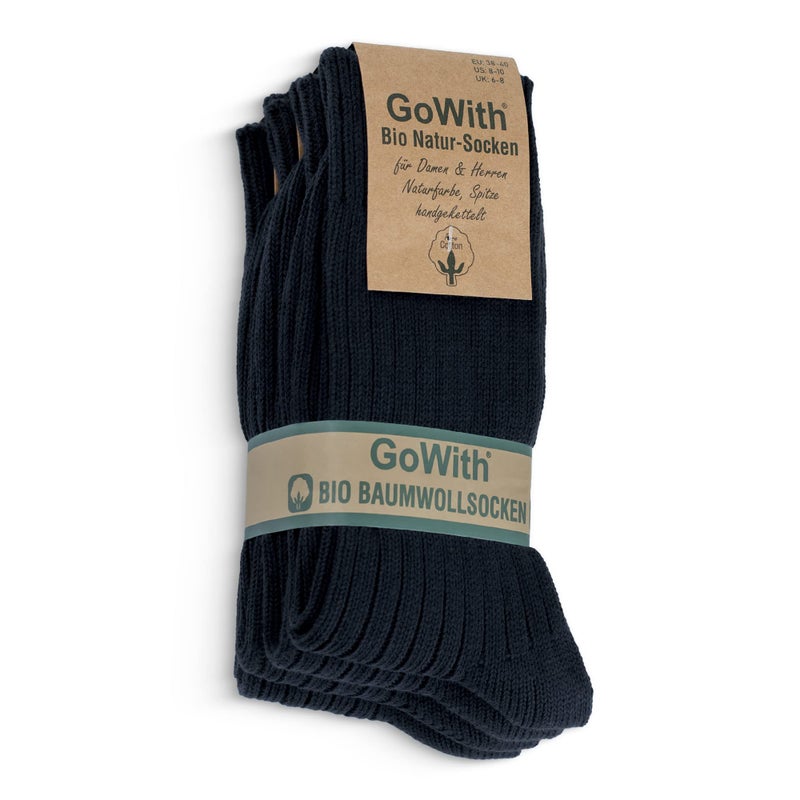 GoWith 4 Pairs Unisex Natural 97% Cotton Crew Socks, Comfy Cozy Breathable Seamless Casual Socks for Men & Women, Multicolor-4, X-Small, Model 3012 - Image 1