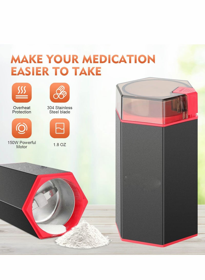 SYOSI Powder Grinder, Electric Removable Adjustable Stainless Steel Blades Strong Grinder for Coffee, Spice, Vitamin Tablets, Pills  - Image 2
