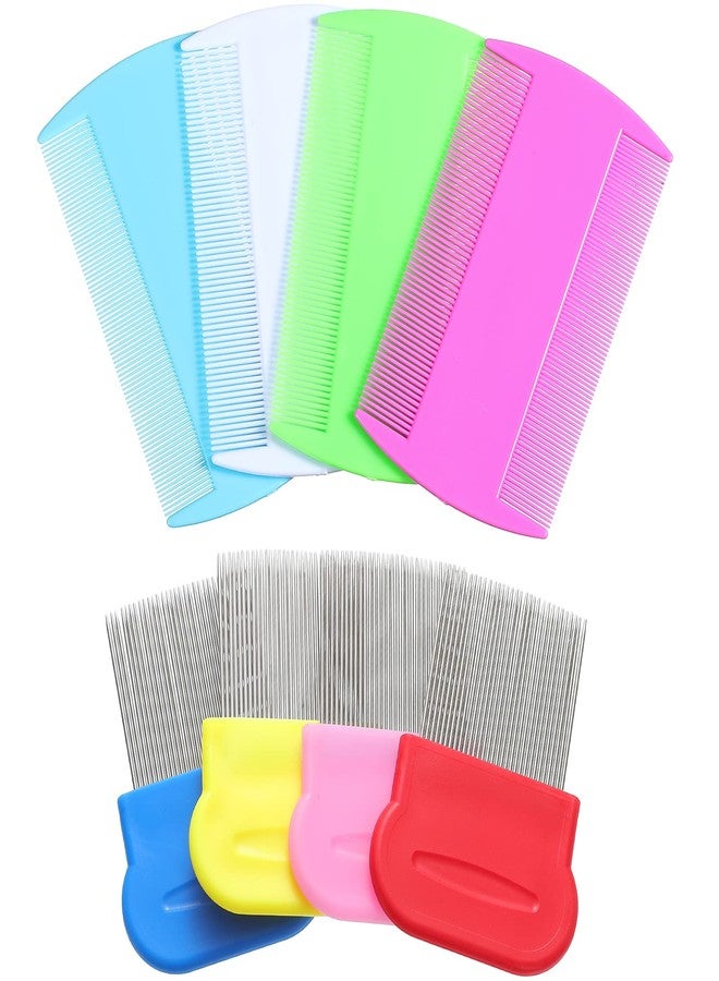 Maitys 8 Pieces Flea Lice Combs Double Sided for Lice, Nit and Removal Dandruff, Plastic and Metal Head Hair Comb, Peine Para Piojos for Kids and Pets(4 x 2 Inches, 2.24 x 2.24 Inches,Novel) - Image 1