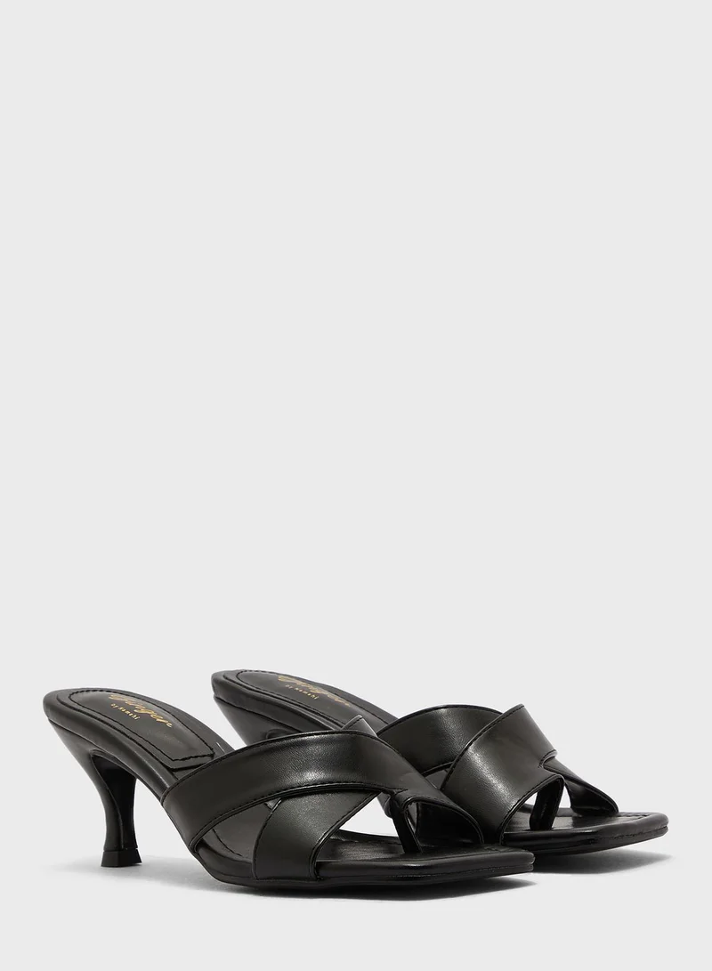 Ginger Cross Strap Square Front Mule