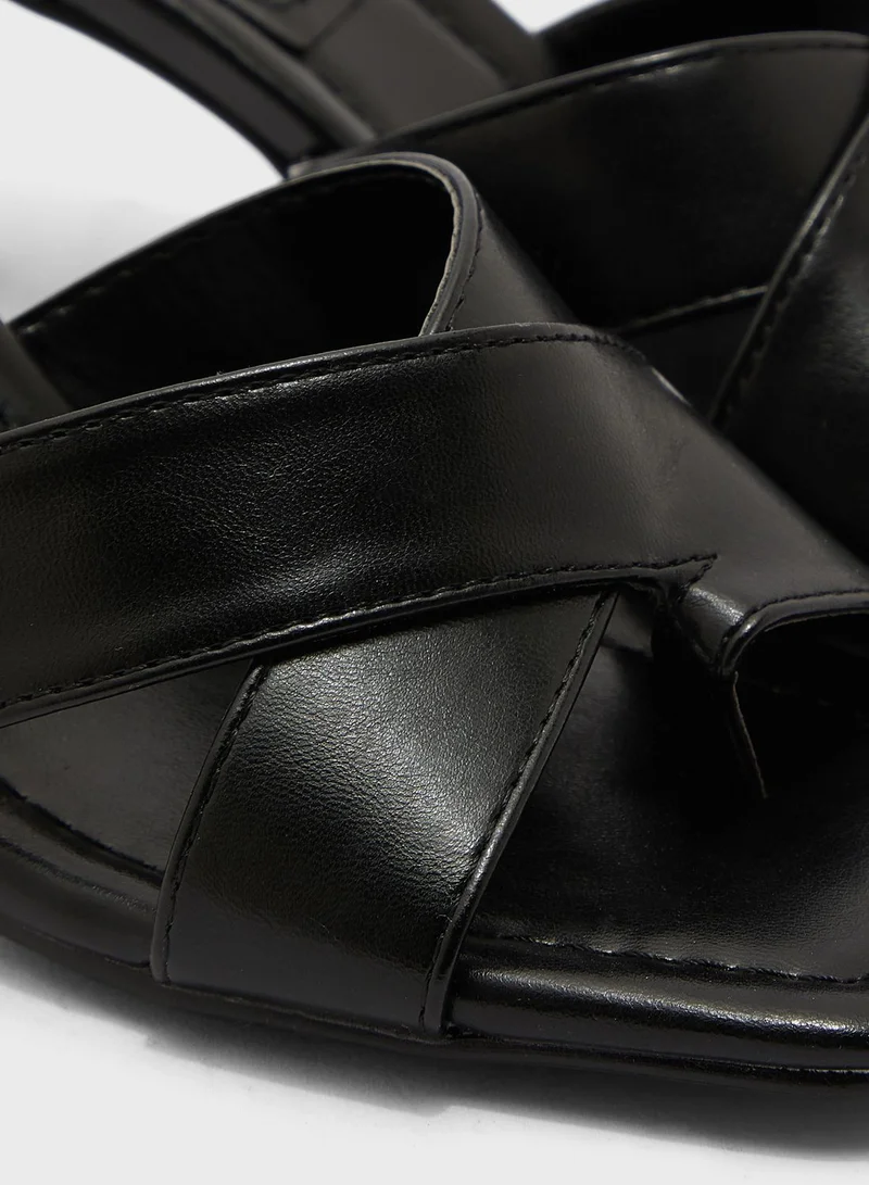 Ginger Cross Strap Square Front Mule