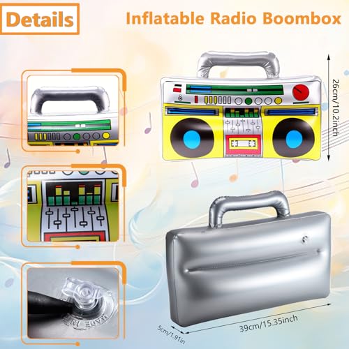 Dyrfolm 6 Pieces Inflatable Radio Boombox Inflatable Mobile Phone80s 90s Party DecorationRetro Inflatable Mobile PhoneInflatable Radio Props for Hip Hop Theme Party Birthday Party Supplies - Image 5