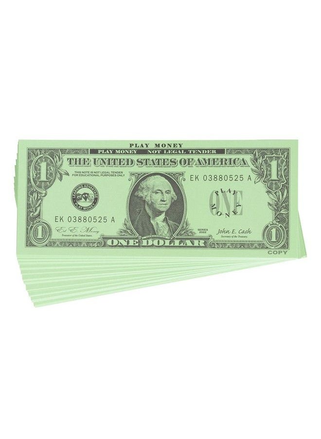 Learning Advantage - One Dollar Play Bills 100 $1 Paper Bills Realistic Dollar Design And Size Teach Currency Counting And Math With Fake Cash - Image 1