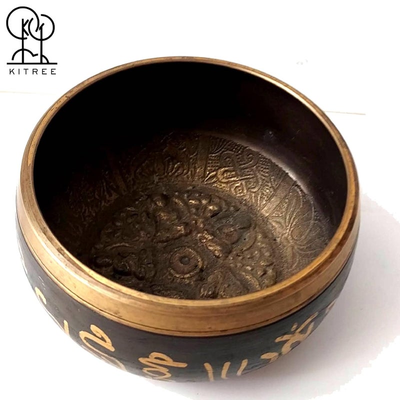 KITREE Singing Bowl | Tibetan Prayer Instrument With Wooden Stick | Authentic Healing Sound Meditation Bowl Set for Deep OM, Music Therapy - 4 Inch Black - Image 4