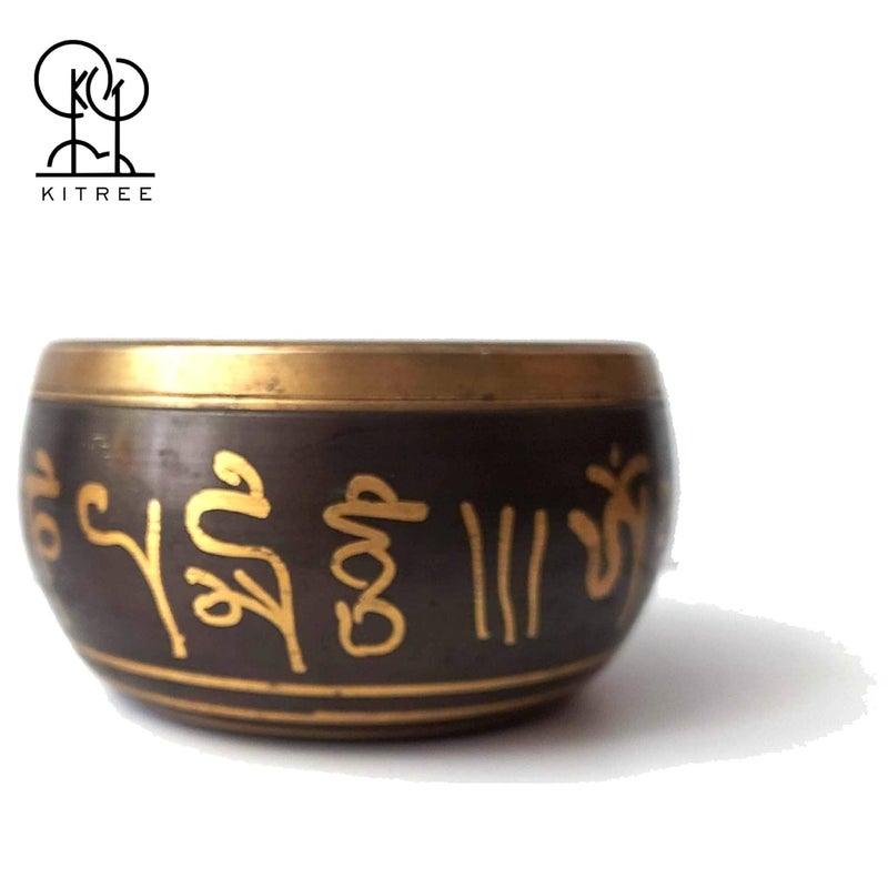 KITREE Singing Bowl | Tibetan Prayer Instrument With Wooden Stick | Authentic Healing Sound Meditation Bowl Set for Deep OM, Music Therapy - 4 Inch Black - Image 3