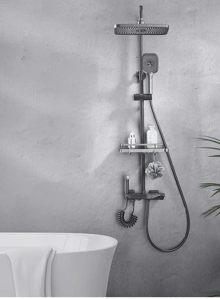 Shower Set, Thermostaticc Shower Faucet Set WallI Mounted Shower Faucet Set Piano and Shower Keys with Bath Spout, Hand Sprayer  - Image 4
