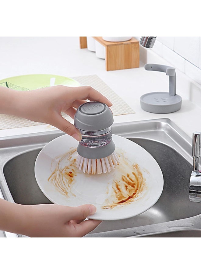فرشاة أطباق، فرش غسيل، فرش للأطباق، فرشاة أطباق موزعة للصابون، مع موزع سائل، مع حامل وصينية تنقيط للمطبخ، الحمام، الحوض، الأطباق، تنظيف الأواني - Image 4