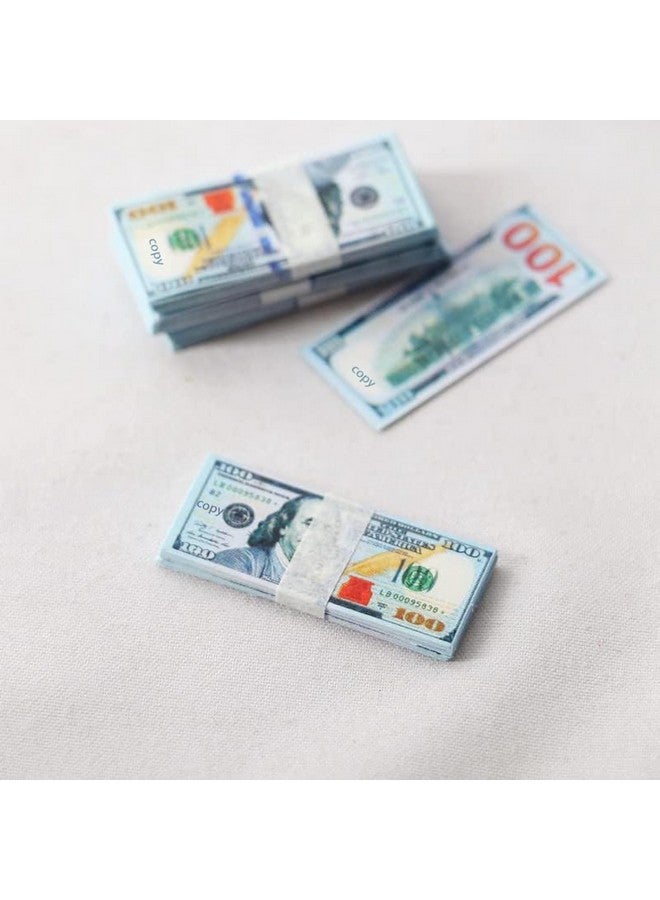SXFSE Dollhouse Decoration Accessories, 1:12 Dollhouse Ornament 100 Pcs Mini Simulation Dollar Toy Banknote ($100) - Image 1