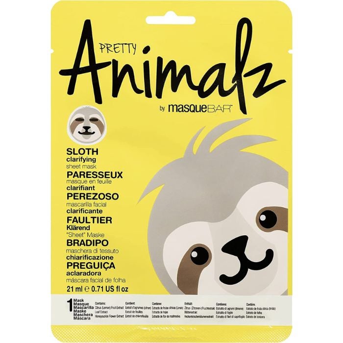 Masque Bar Pretty Animalz Sloth Clarifying Sheet Mask