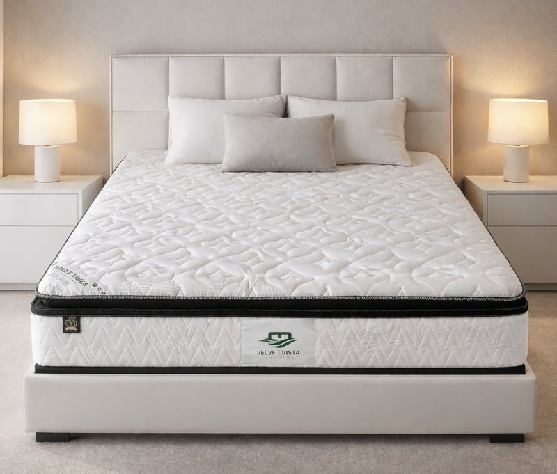 ريكسال هوم مرتبة Rexal Home Velvet Vista بزنبركات بونيل متوسطة الصلابة – سماكة 30 سم، سطح علوي مبطّن ناعم، قماش قابل للتنفس، راحة يومية، مقاس كوين 190 × 150 سم - Image 1