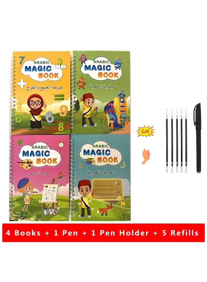 Generic Arabic Magic Practice Copybook Pen Preschools Kids Calligraphy Notebook Free Wiping Children Reusable Writing Book Age 3-8  - Image 1