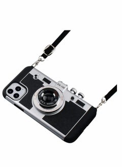 Y&D Phone Case, for iPhone 11 Pro 5.8 Camera Vintage Cover, Cute 3D Cool Unique Design PC Silicone Cover with Removable Neck Strap Lanyard Girls Women, Black, 1Pcs  - Image 1