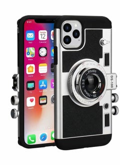 Y&D Phone Case, for iPhone 11 Pro 5.8 Camera Vintage Cover, Cute 3D Cool Unique Design PC Silicone Cover with Removable Neck Strap Lanyard Girls Women, Black, 1Pcs  - Image 2