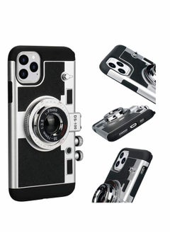 Y&D Phone Case, for iPhone 11 Pro 5.8 Camera Vintage Cover, Cute 3D Cool Unique Design PC Silicone Cover with Removable Neck Strap Lanyard Girls Women, Black, 1Pcs  - Image 3
