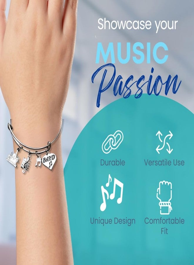 Infinity Collection Marching Band Bracelet with Charms, Adjustable Bangle Featuring Love Music, Treble Clef, Note, and Band Heart Pendants, Gift for Music Lovers - Image 2