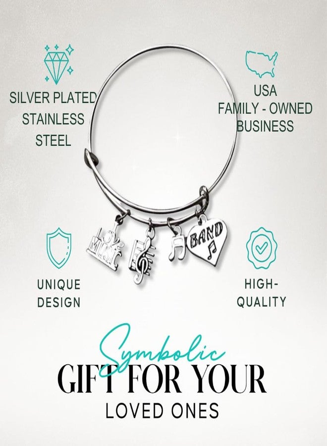 Infinity Collection Marching Band Bracelet with Charms, Adjustable Bangle Featuring Love Music, Treble Clef, Note, and Band Heart Pendants, Gift for Music Lovers - Image 3