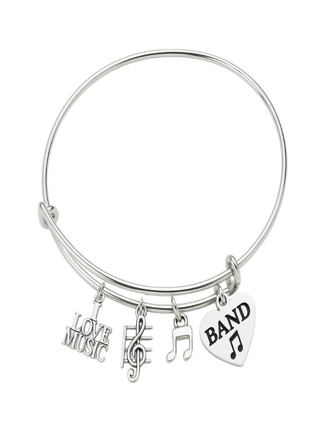 Infinity Collection Marching Band Bracelet with Charms, Adjustable Bangle Featuring Love Music, Treble Clef, Note, and Band Heart Pendants, Gift for Music Lovers - Image 1