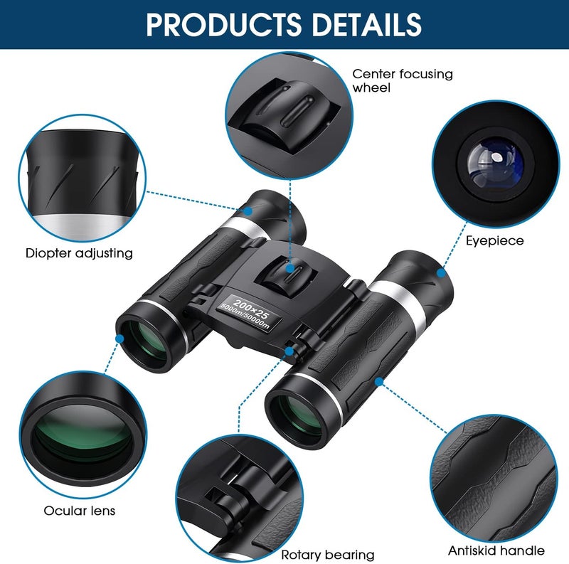 Flyant 200x25 Compact Binoculars for Adults and Kids, High Powered Mini Pocket, Waterproof for Bird Watching, Hunting, Concert, Theater, Opera, Traveling, Sightseeing - Image 4