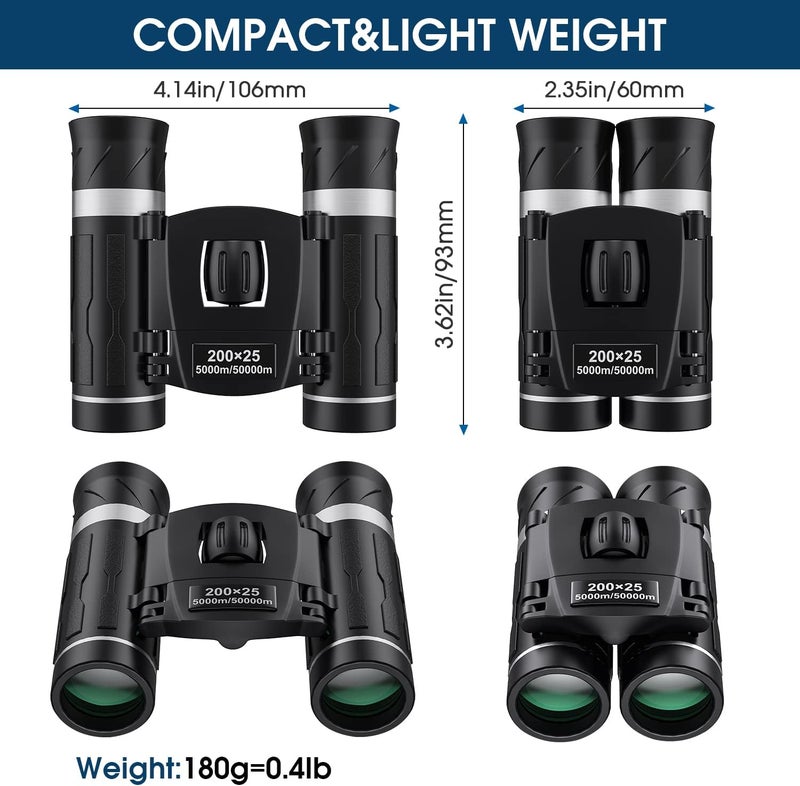 Flyant 200x25 Compact Binoculars for Adults and Kids, High Powered Mini Pocket, Waterproof for Bird Watching, Hunting, Concert, Theater, Opera, Traveling, Sightseeing - Image 2