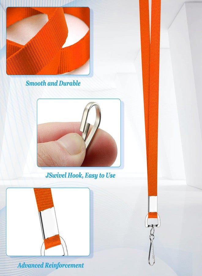 Maileto 50 Pack Orange Flat Lanyard for ID Badge Holder with Swivel Hook and Badge Clip - Image 2