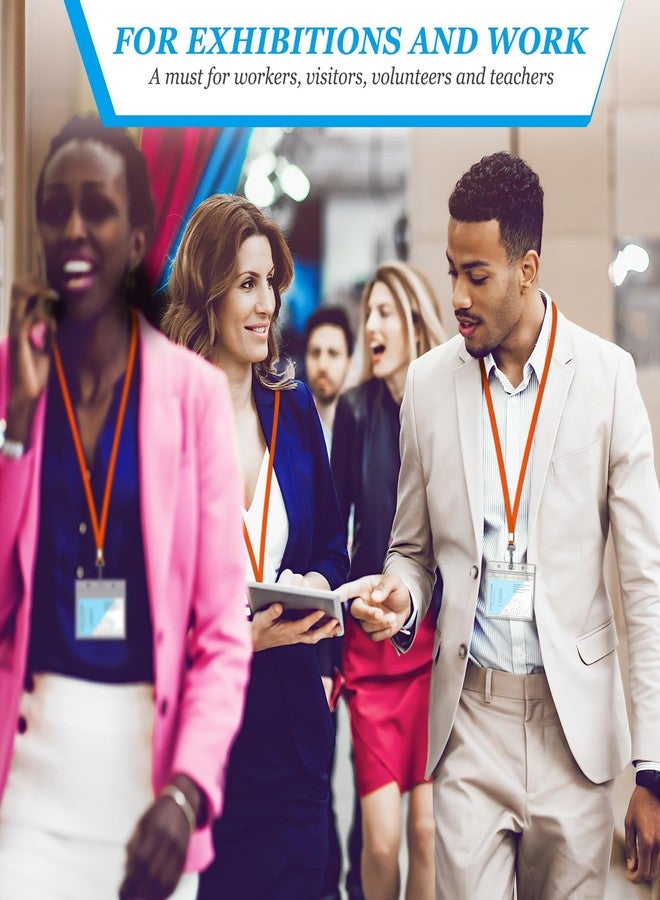 Maileto 50 Pack Orange Flat Lanyard for ID Badge Holder with Swivel Hook and Badge Clip - Image 5