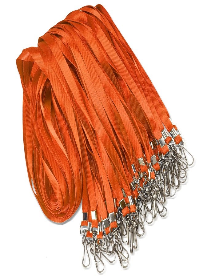 Maileto 50 Pack Orange Flat Lanyard for ID Badge Holder with Swivel Hook and Badge Clip - Image 1