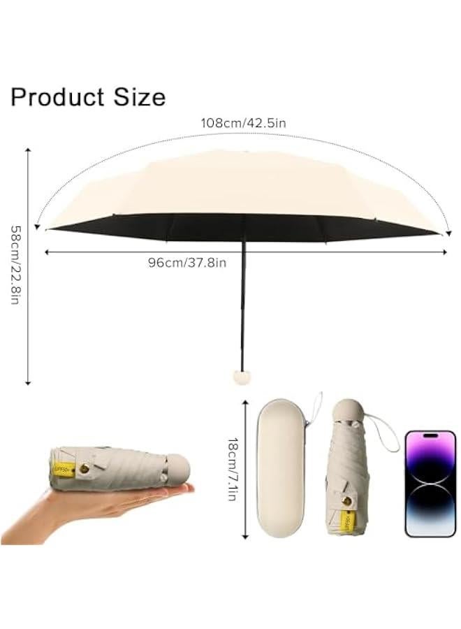 HOOKOR Mini Travel Umbrella with Case, 8 Ribs Windproof Anti-UV Auto Open & Close Compact Umbrella - Image 2