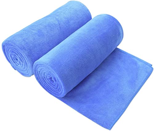 JML Microfiber Bath Towels, Bath Sheet 2 Pack 35" x 70", Oversized, Soft, Super Absorbent and Fast Drying, Extra Large Bathroom Towels for Body, Sports, Fitness, Yoga, Blue - Image 1