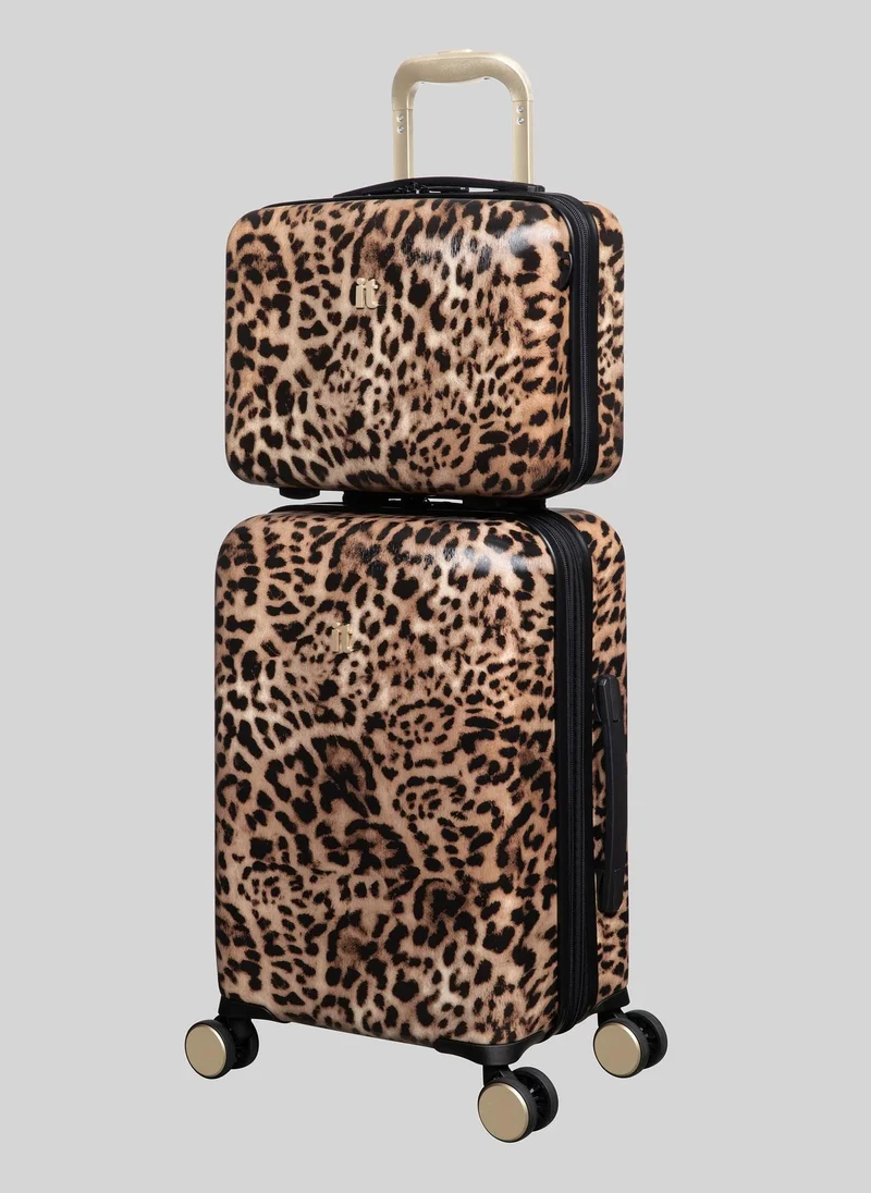 Matalan IT Luggage Brown Leopard Printed Hardshell Suitcase