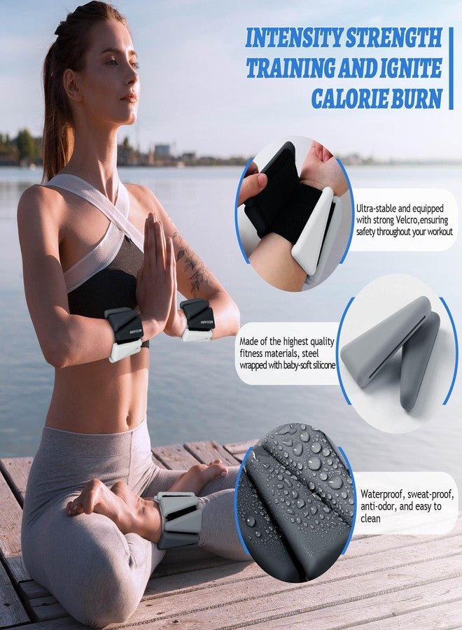BECOJADDE Wrist Weights for Women At Home 2Lbs Ankle Weights Set of 2 Adjustable Weighted Wristbands Arm Leg Weights for Women Men Suitable for Walking Swimming Running Pilates Yoga Gym, Black - Image 2