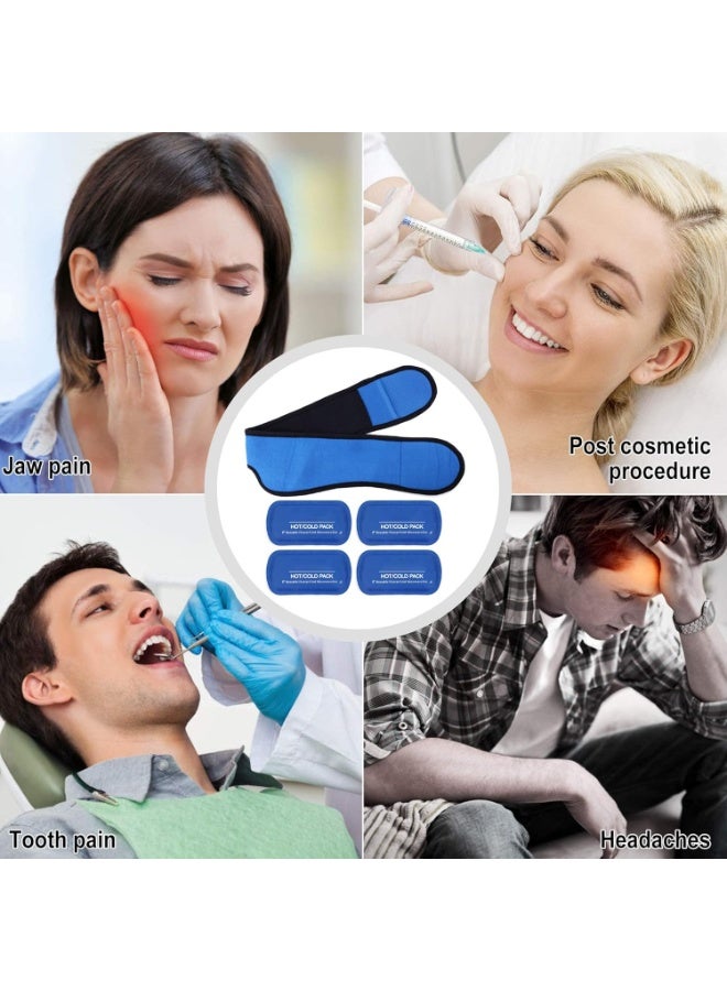 يلا جوي حزمة الجليد الوجه لف TMJ ، أسنان الحكمة ، مع 4 حزم جل العلاج البارد الساخن القابلة لإعادة الاستخدام ، تخفيف الألم للذكنة ، الرأس ، جراحة الفم والوجه ، زراعات الأسنان ، الأزرق - Image 2