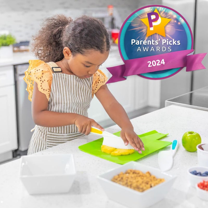 Tovla Jr. Knives for Kids 3-Piece Kitchen Cooking and Baking Knife Set: Montessori Children's Knives in 3 Sizes & Colors/Firm Grip, Serrated Edges, BPA-Free Kids' Toddler Knives (colors vary) - Image 2