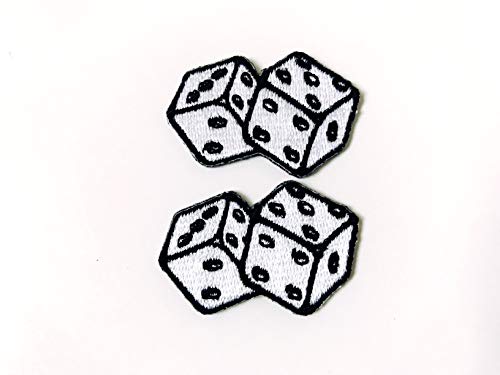 Tyga_Thai Small Size Set 2 pcs. Mini Dice White Color Cute Logo Embroidered Sew on Iron on Patch for Backpacks Jeans Jackets Clothing - Image 2