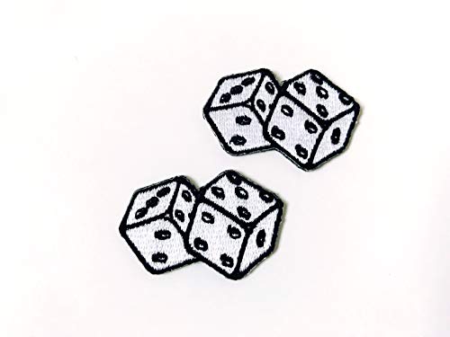 Tyga_Thai Small Size Set 2 pcs. Mini Dice White Color Cute Logo Embroidered Sew on Iron on Patch for Backpacks Jeans Jackets Clothing - Image 5